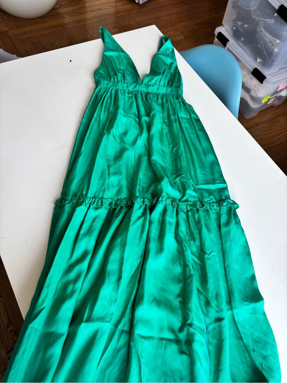 Cynthia Rowley Juna Silk Maxi Tiered Dress in Emerald
